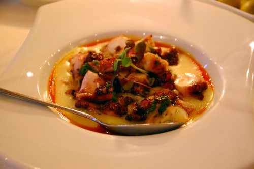 Char-grilled octopus, potato puree, sweet paprika, olive oil