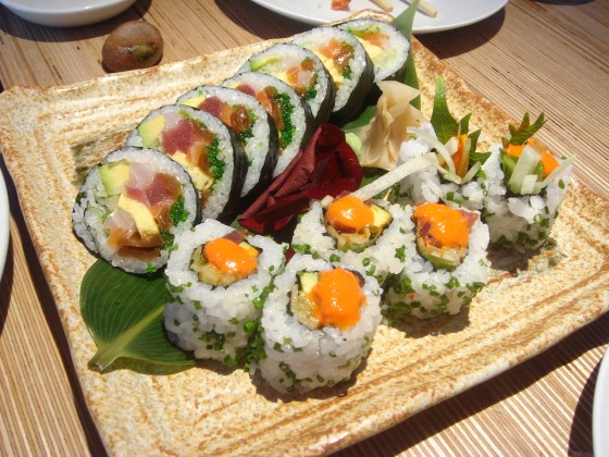 Spicy tuna roll and Tsunami roll