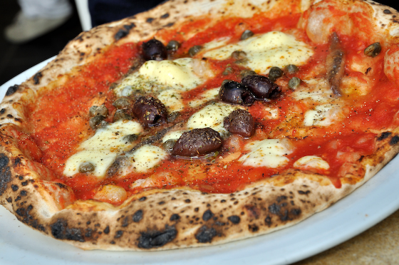 Pizza, anchovies, olives