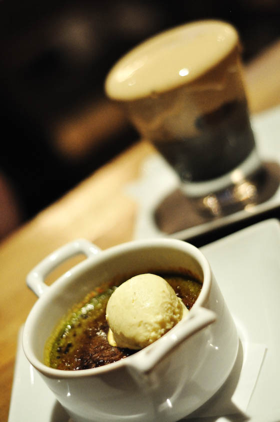 Macha Brulee with Sesame Pannacotta