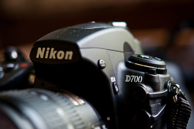 The Nikon D700. Digital camera with full frame sensor equivalent in size to 35mm film